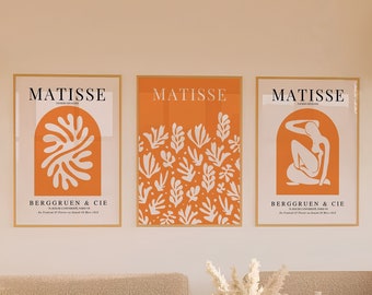 Juego de láminas de Matisse en color naranja, carteles de exposición de moda (descarga digital)