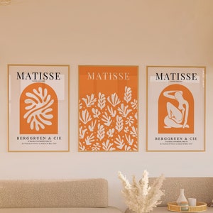 Orange Matisse Wall Art Set of 3, Matisse Print Set, Henri Matisse Print, Museum Posters, Exhibition Poster, Trendy Printable Wall Art, Gift