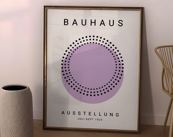 Cartel morado de la exposición Bauhaus, estampado geométrico abstracto (digital)