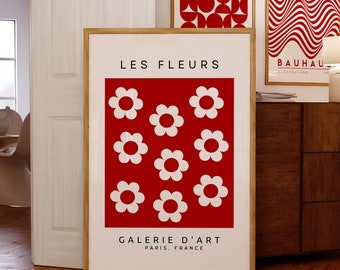 Póster de exposición con diseño de flores rojas (para imprimir)