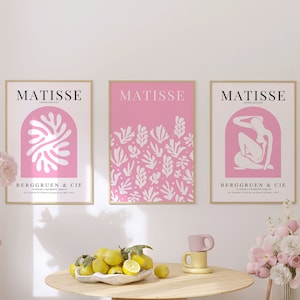 Pink Matisse Wall Art Set of 3, Matisse Print Set, Henri Matisse Print, Museum Posters, Exhibition Poster, Trendy Printable Wall Art, Gift