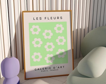 Póster de exposición floral verde, decoración de pared moderna (imprimible)