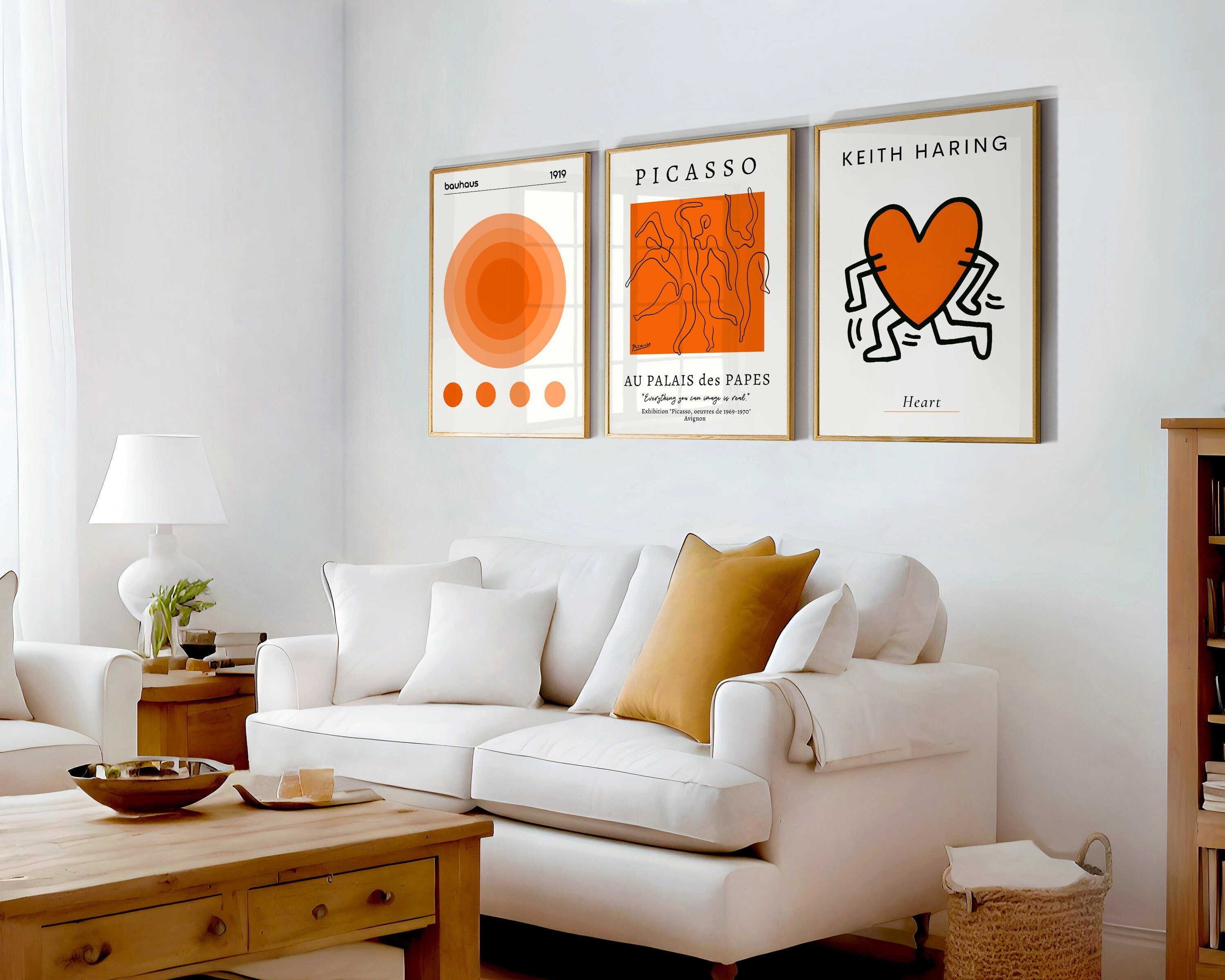 Orange Bauhaus Picasso K. Haring Poster Set (digital Download) - Etsy