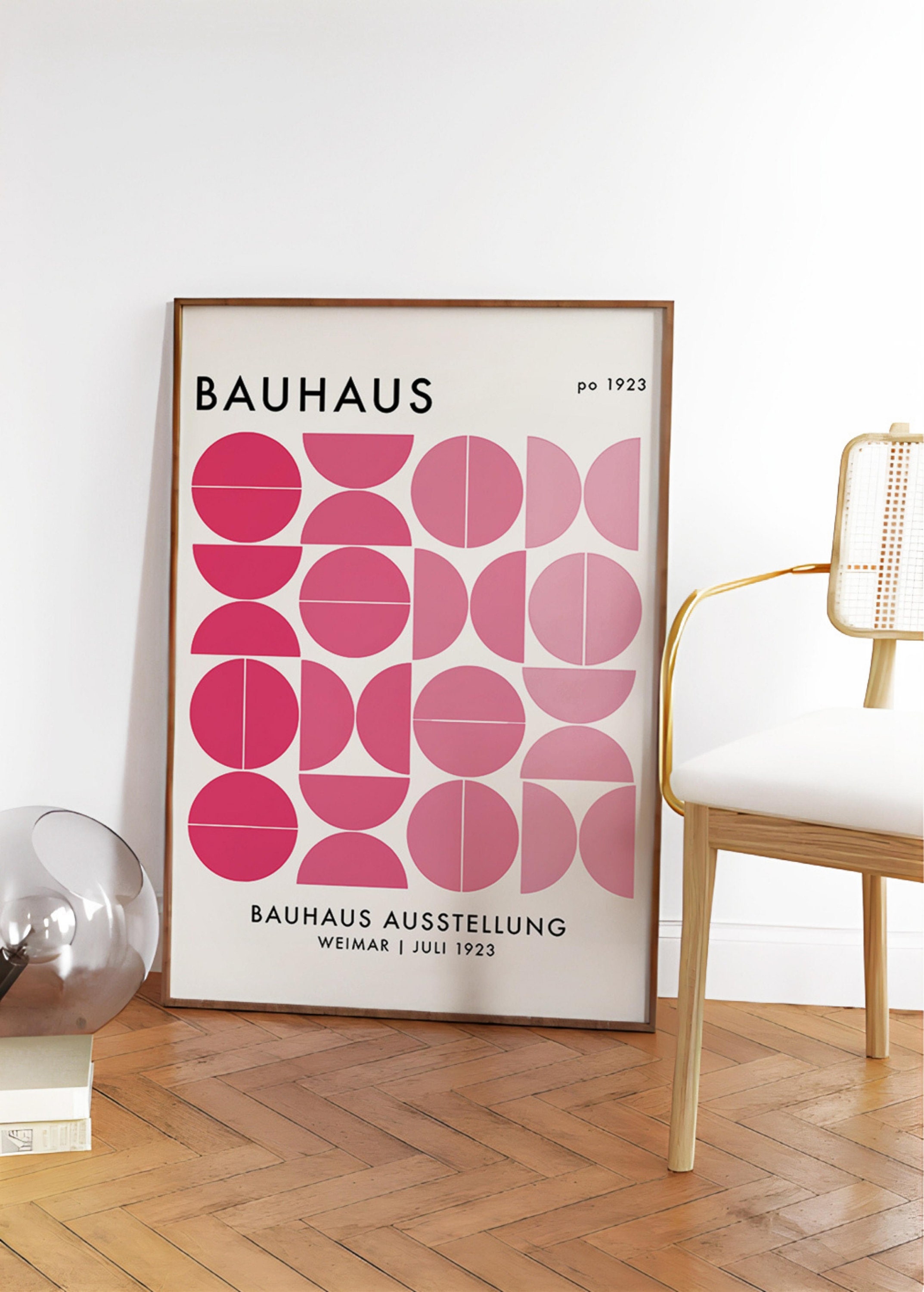 Pink Bauhaus Wall Art Set of 3, Bauhaus Exhibition Poster, Gallery Wall ...