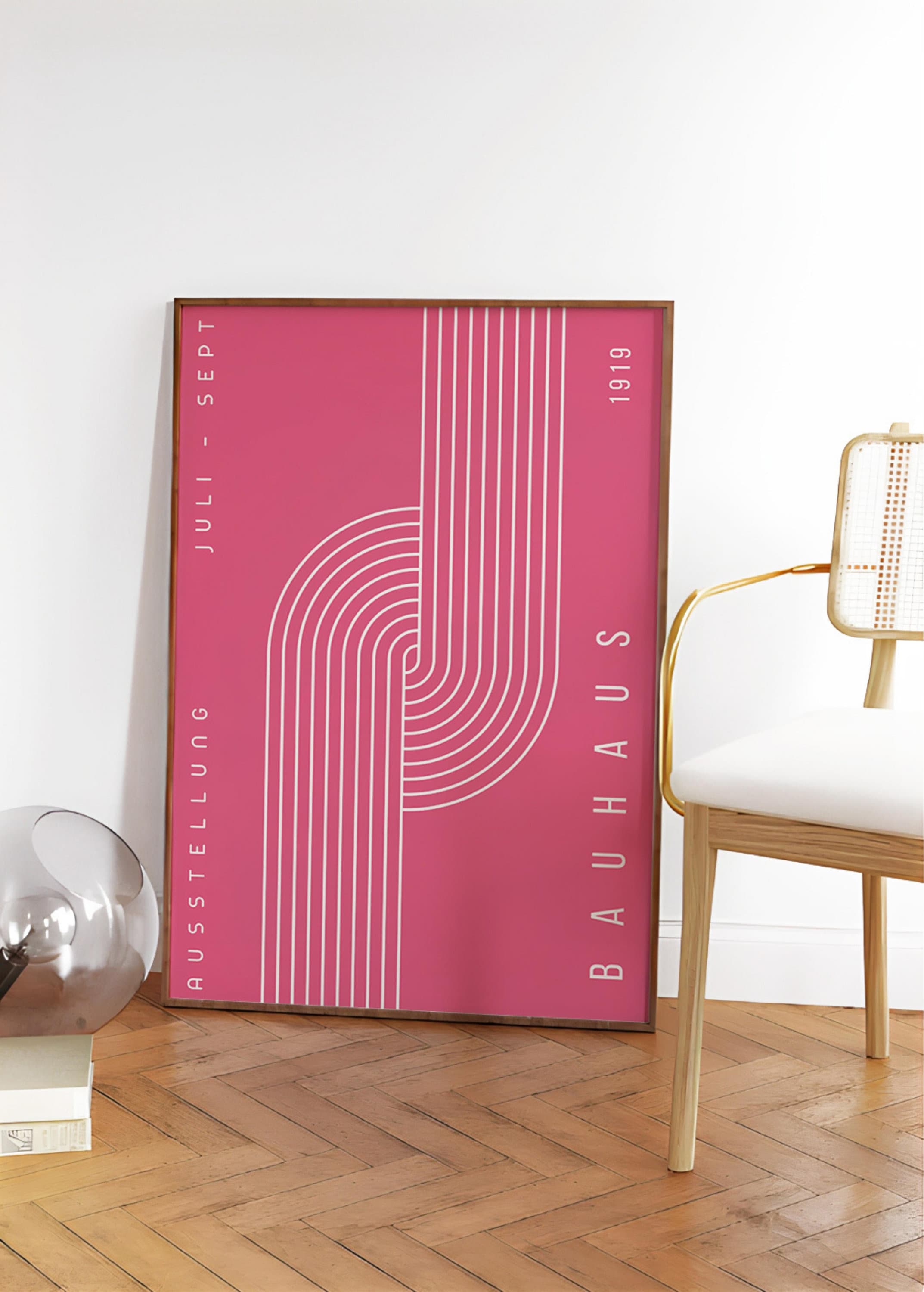 Pink Bauhaus Wall Art Set of 3, Bauhaus Exhibition Poster, Gallery Wall ...