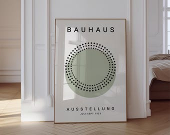 Cartel de la exposición Green Bauhaus, estampado geométrico abstracto (descarga digital)