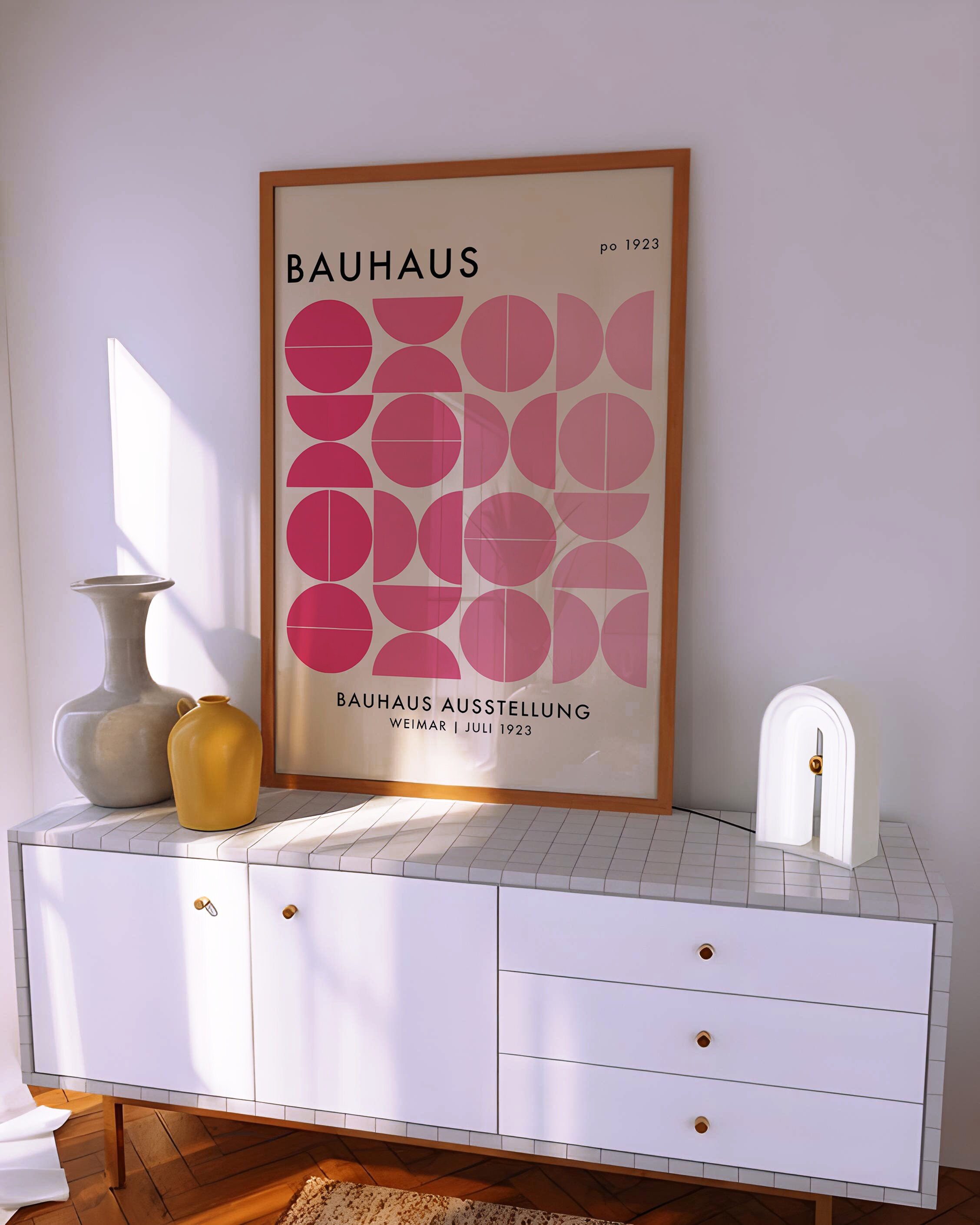 Pink Bauhaus Wall Art Set of 3, Bauhaus Exhibition Poster, Gallery Wall ...