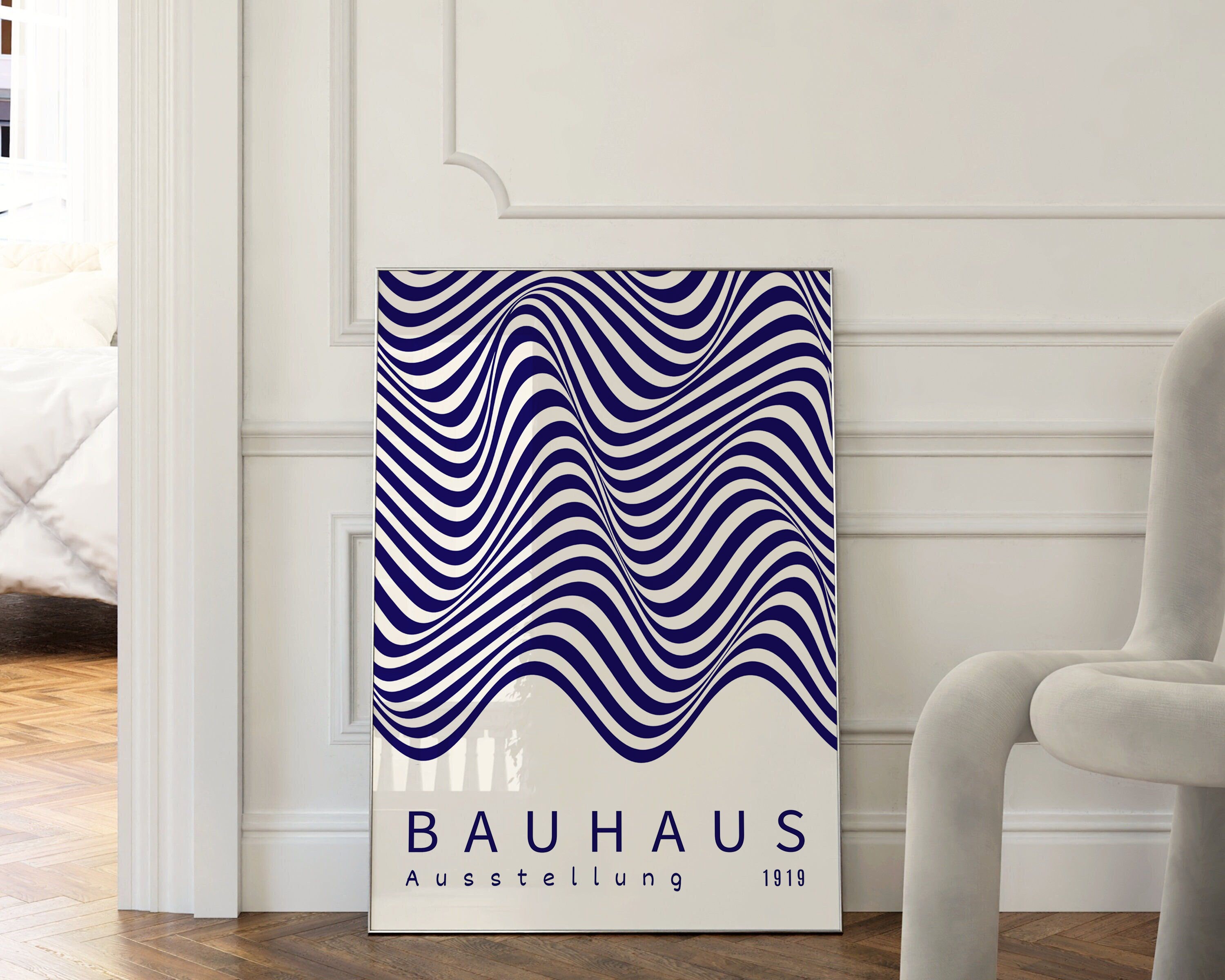 Blue Bauhaus Wall Art Set of 3 Bauhaus Poster Exhibition - Etsy