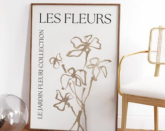 Cartel de la exposición Les Fleurs, arte de pared floral de moda (imprimible)