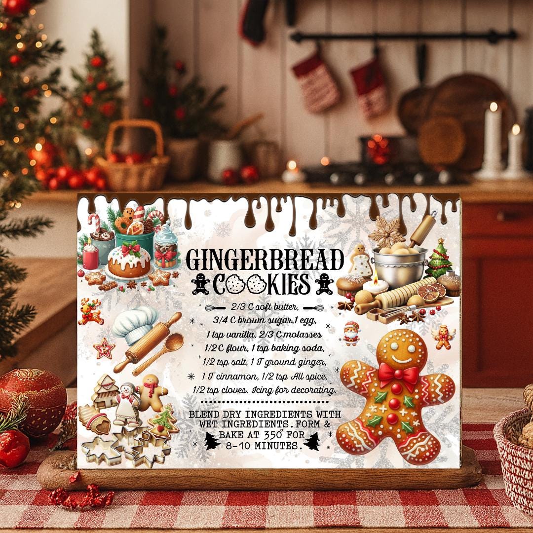 Gingerbread Cookie Recipe Glass Chopping Board | Festive Christmas ...