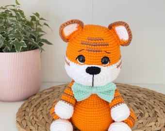 Handmade Crochet Tiger Doll, Stuffed Amigurumi Toy