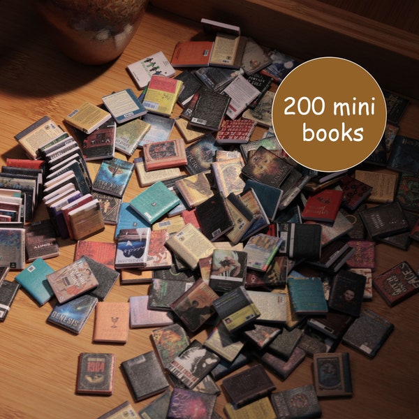 200 mini books, bestseller series, miniature playhouses, book lover gift ,Available for miniature bookcases,Mini Book Decorations
