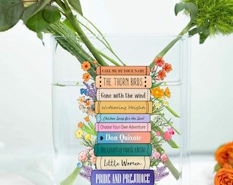 Personalized Eco-Friendly Acrylic Book Vase - Customizable with Your Favorite Book Titles, Unique Home Decor for Book Lovers