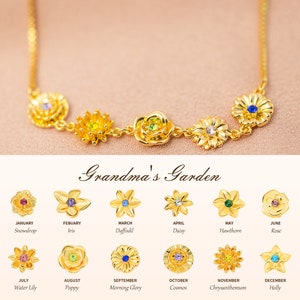 Custom Birth Flower Bracelet, Gifts for Her, Birthstones, Personalized Birth Flower Jewelry, Gifts for Women, Personalized Gifts