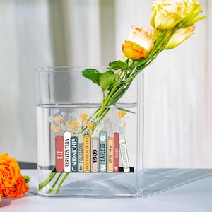 Customized Bookish Acrylic Vase - Personalized Book Vase for Book Lovers, Eco-Friendly Home Decor
