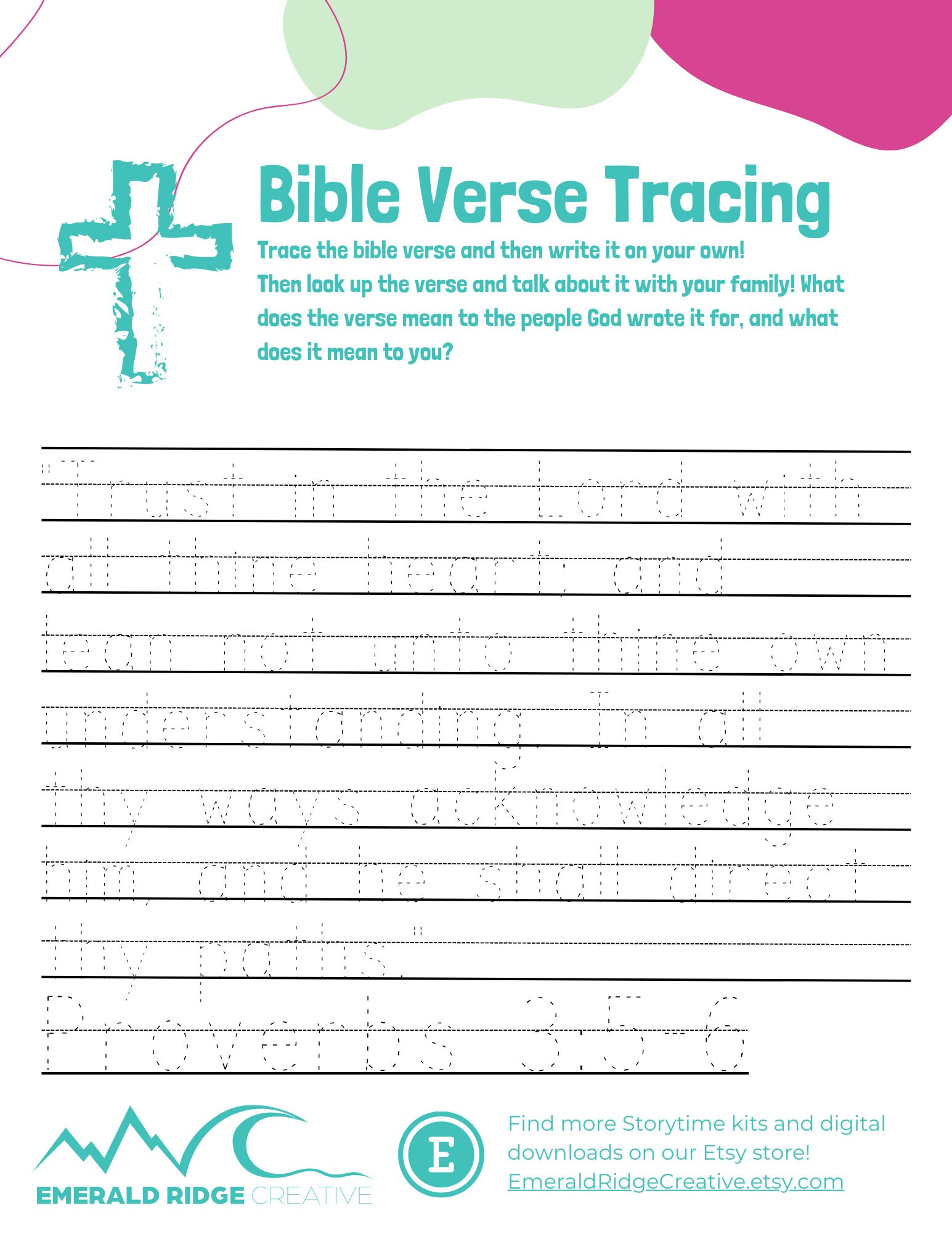 KJV Bible Verse Tracing - Etsy for Free Printable Kjv Bible Worksheets