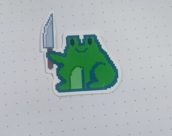 Chaos Frog Sticker, Vibe Check, Frog Sticker, Pixel Art