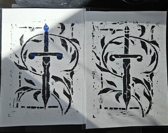 Sword A5 Lino Print