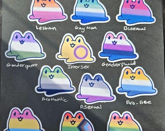 Pride Frogs, Pride Flag Stickers