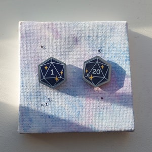 Metal D20 Pin Set, TTRPG Dice Lapel and Collar Pins