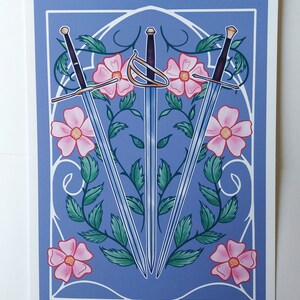 Three of Swords A5 Print, Tarot Print, TTRPG