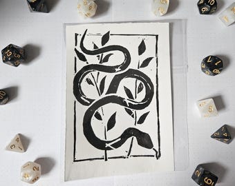 Snake A6 Lino Print