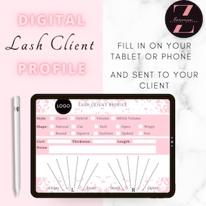 Wimpern Kundenprofil, digitale Vorlage, Wimpernverlängerungen, Kundenkartei, Wimpernformen, bearbeitbare Wimperngeschäftsformulare, Wimpernkarte