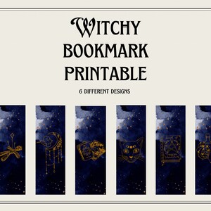 WITCHY BOOKMARK PRINTABLE - Pack of 6 witchy bookmark printables