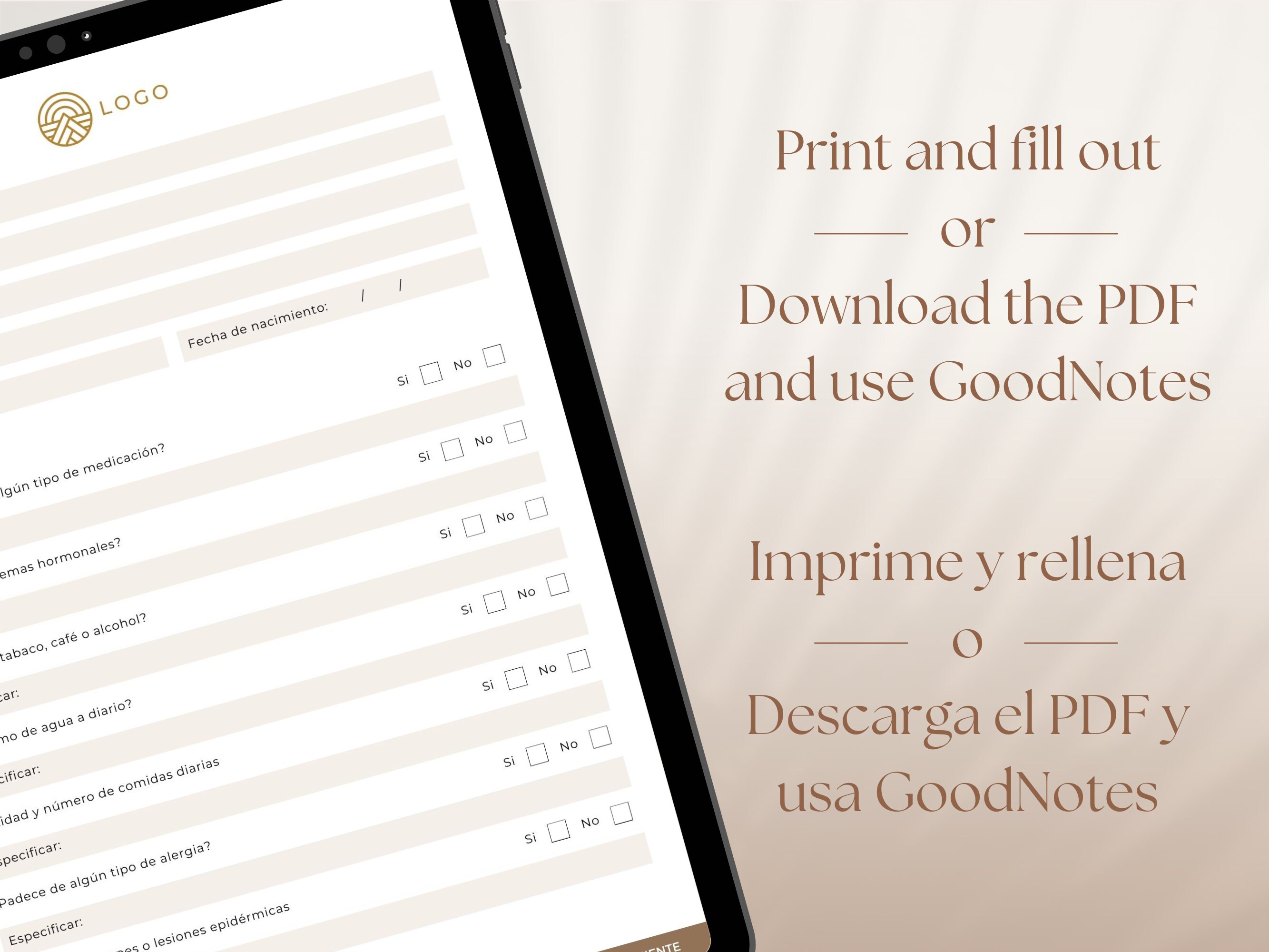 SPANISH Facial Treatment Forms, Editable Esthetician Templates, Beauty