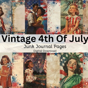 Vintage Fourth Of July Junk Journal Pages, Patriotic Ephemera, 1950s Americana, 4th of July Journal, Fourth of July Scrapbook paper