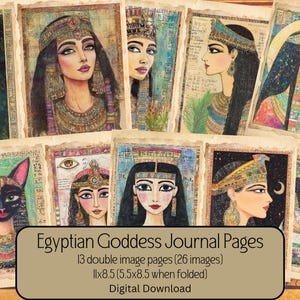 Egyptian Goddess Journal Pages, Egyptian deities, Ancient Egypt, Junk Journal, Scrapbooking, Digital Download, Commercial Use