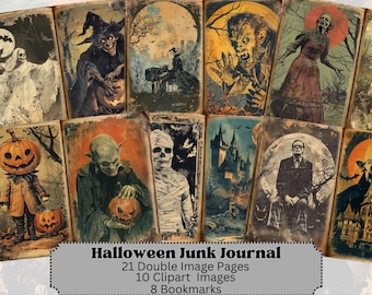 Halloween Junk Journal, Vintage Ephemera, Junk Journal Kit, Card Making, Scrapbooking, 21 Pages, Retro Halloween, Digital Download