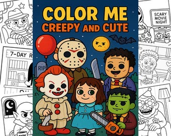 Color Me Creepy and Cute | Spooky Kawaii Coloring Book – Printable PDF + ZIP | Halloween Horror Art for Adults & Teens