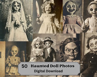 Spooky Haunted Doll Images, Junk Journal Background Pages, Scrapbooking, Halloween Ephemera, Gothic Victorian, Commercial Use