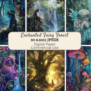 Fairy Forest Digital Paper Pack, Scrapbooking, Junk Journal Paper, Background Paper, Commercial Use, Digital Download