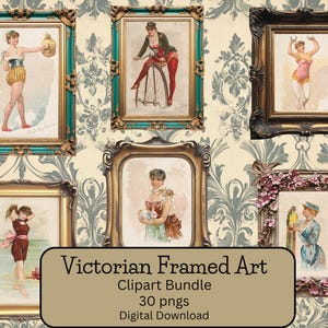 Victorian Women Framed Clipart Bundle, Victorian era, 19th Century Art, Junk Journal Supply, Scrapbooking, Commercial Use