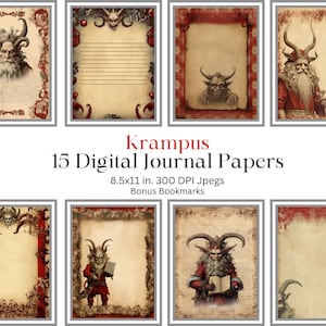 Krampus digitale dagboekbladen plus bonusbladwijzers, scrapbooking, junkjournaal, commercieel gebruik