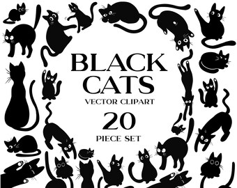 Black Cats Layered Vector Clipart svg, png, pdf