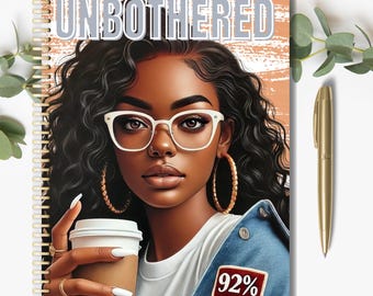Unbothered Black Girl Journal Cover, DIY Motivational Notebook (PDF Pattern)