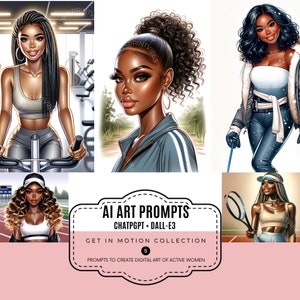 Get in Bewegung - Dall-E3 und ChatGPT v4 AI Prompt Guide: 5 Prompts von afroamerikanischen Frauen, die aktiv sind
