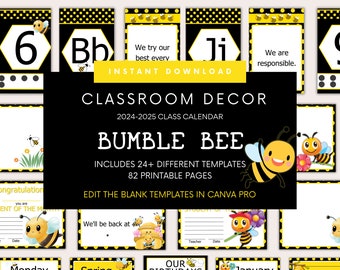 Bumble Bee Classroom Décor Bundle for Preschool Bulletin Board Bumble Bee Theme Classroom Décor for Elementary School