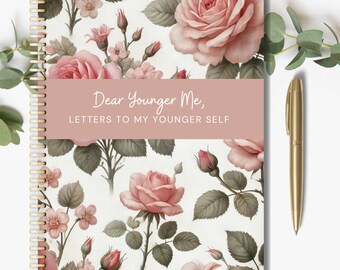 Cottage Core Rose Journal Cover, Lined Notebook (PNG, PDF Digital Download)