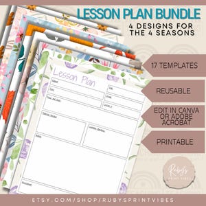Lesson Plan Bundle Daily Lesson Plan Template for Teacher Lesson Planning pdf Instant Download Printable Planner Pages Black and White