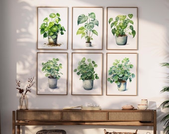 6er Set, Botanische Pflanzen Poster, Grüne Wandkunst, Eukalyptus Drucke, Grün minimalistische Kunst, Pflanzenblätter, home Decor Geschenk