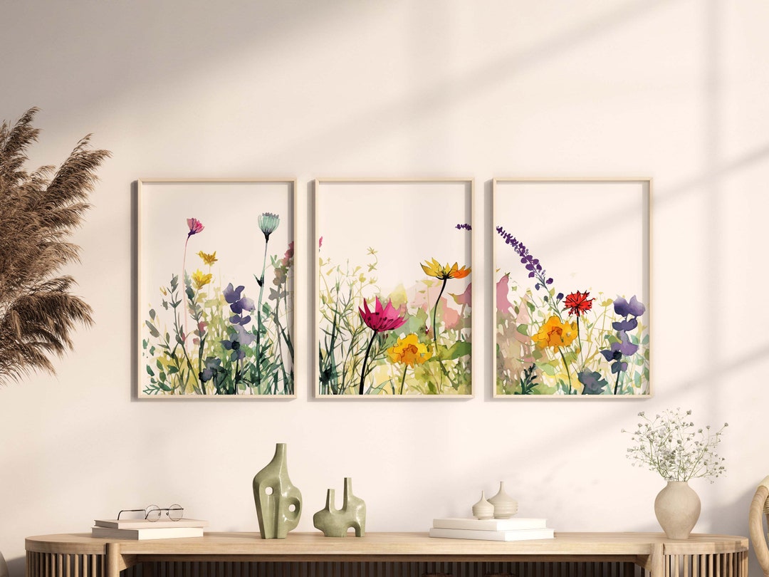 Set of 3 Wildflower Prints - Floral Instant Art - Printable Art ...