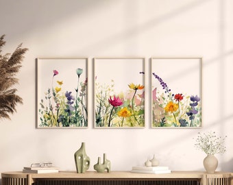 Set van 3 Wildflower Prints - Floral Instant Art - Afdrukbare kunst - Floral Wall Art - Botanische print - INSTANT DOWNLOAD - House Gift