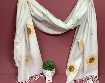 Pure cotton sunflower print scarf design 1