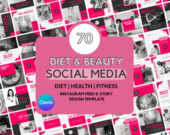 Pink Dietician Instagram Template Design | Weight Loss Coach | Health Coach Template | Editable Canva Templates | Social Media| Fitness Post