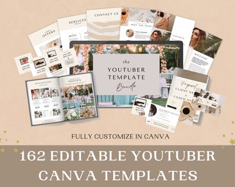 Youtube Branding Kit Editable Banners | Youtuber Templates | Editable Thumbnail Canva Templates | Editable Bundle | Youtube Canva Templates