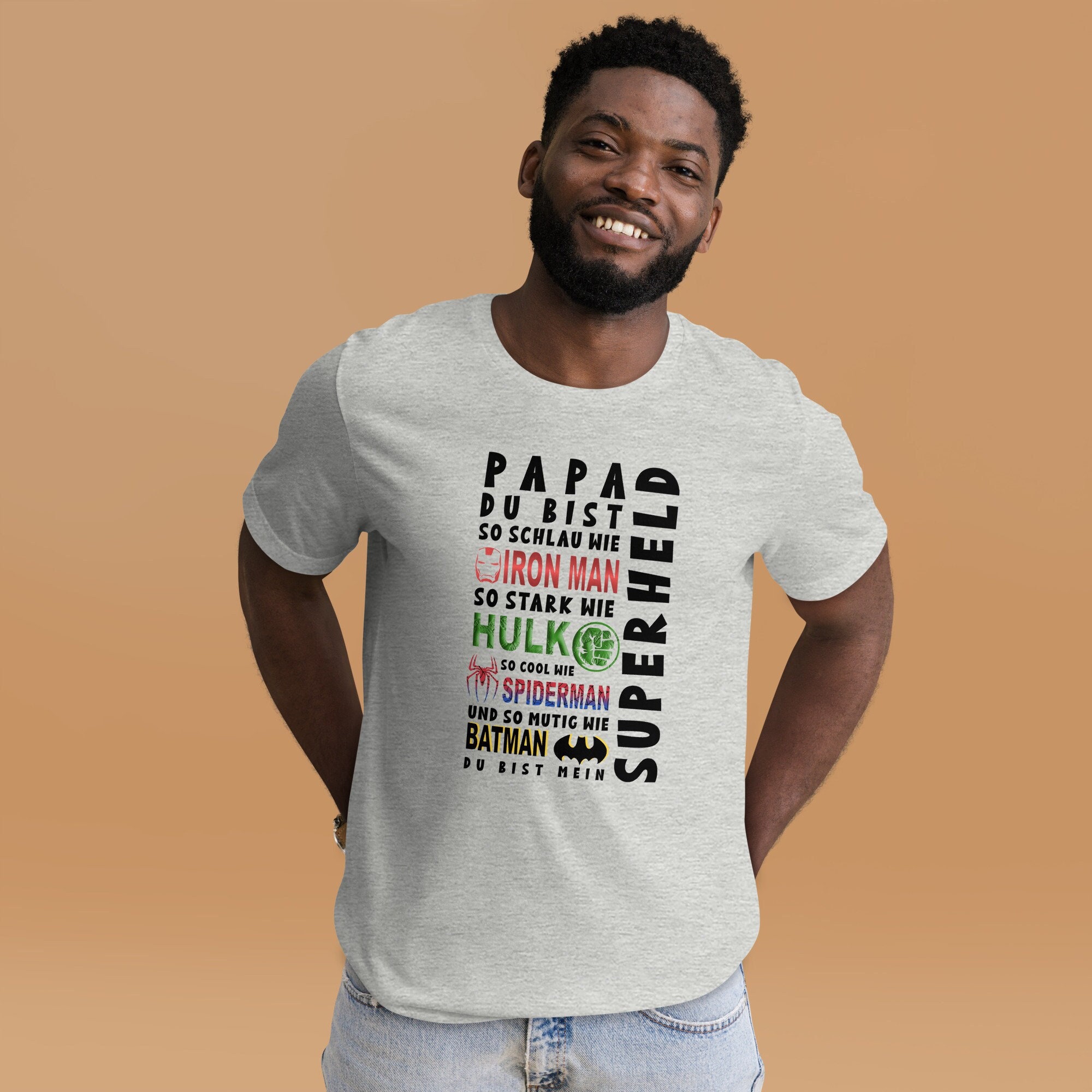 Super-Papa T-Shirt Blau Mit Wunschname Für Herren